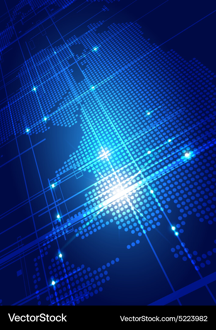 Abstract World Map Technology Background Vector Image