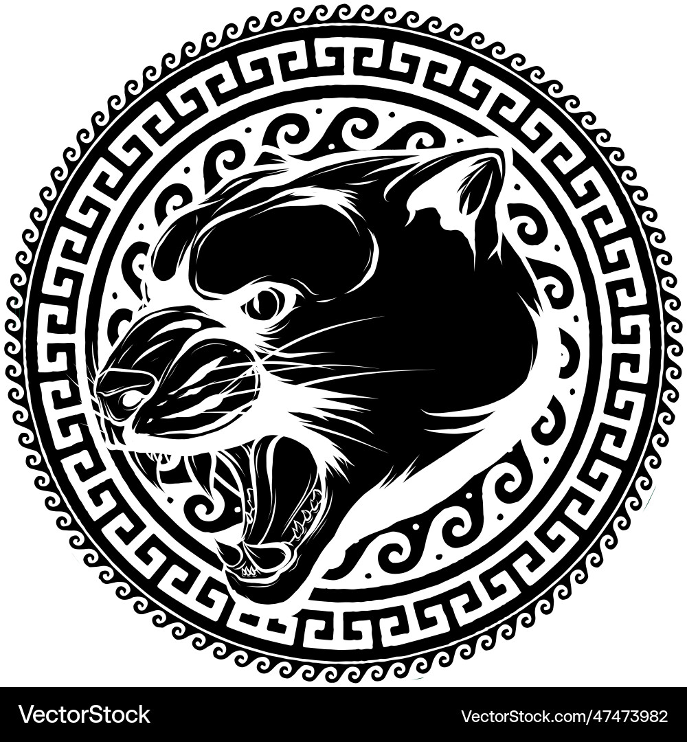 Black silhouette of cougar panther head vector image