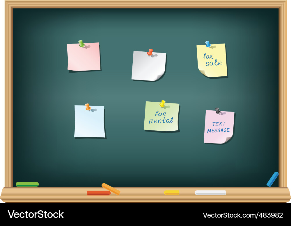 Blackboard with Post-it Notes vector image