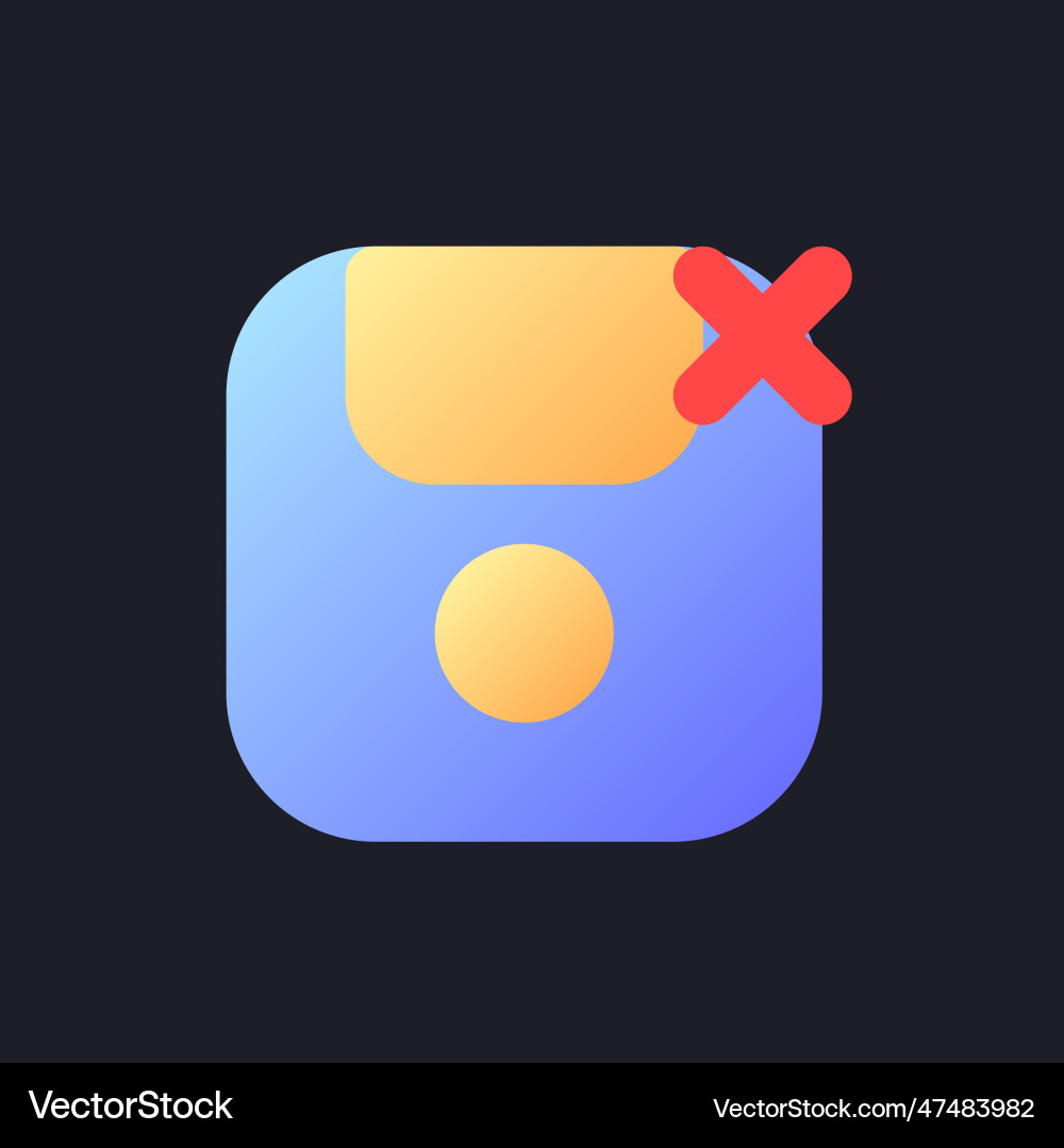 Cancel saving flat gradient fill ui icon for dark Cancel saving flat gradient fill ui icon for dark vector image