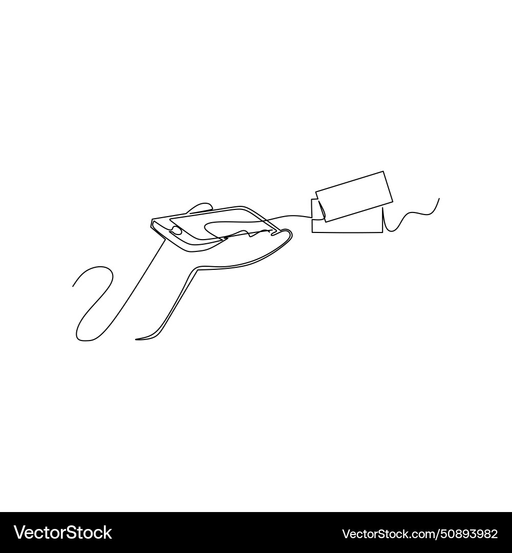 Continuous line drawing of two hands exchanging Continuous line drawing of two hands exchanging vector image