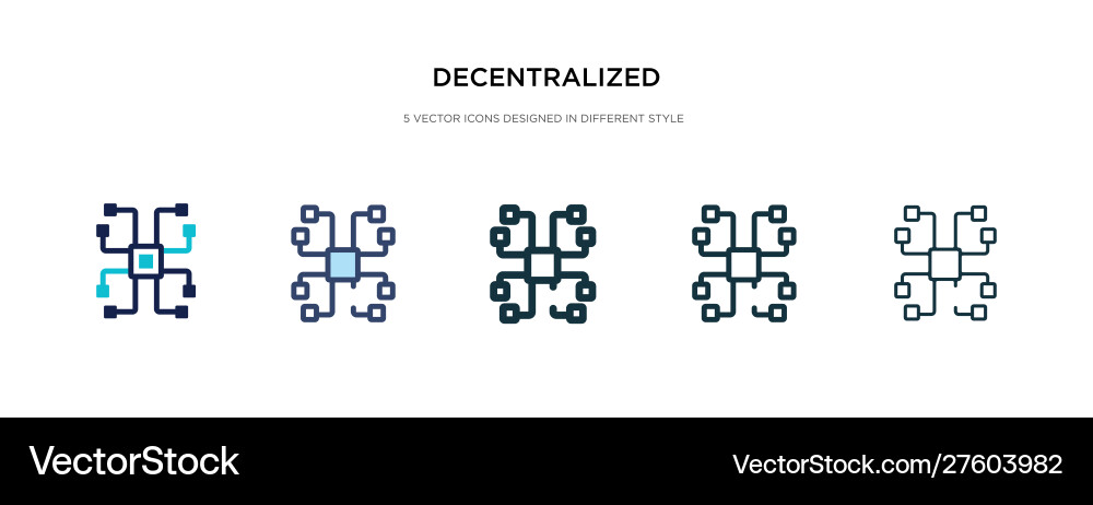 Decentralized icon in different style two Decentralized icon in different style two vector image