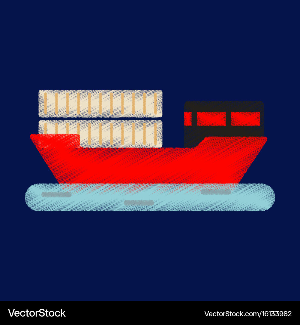 Flat icon in shading style ship with containers Vector Image