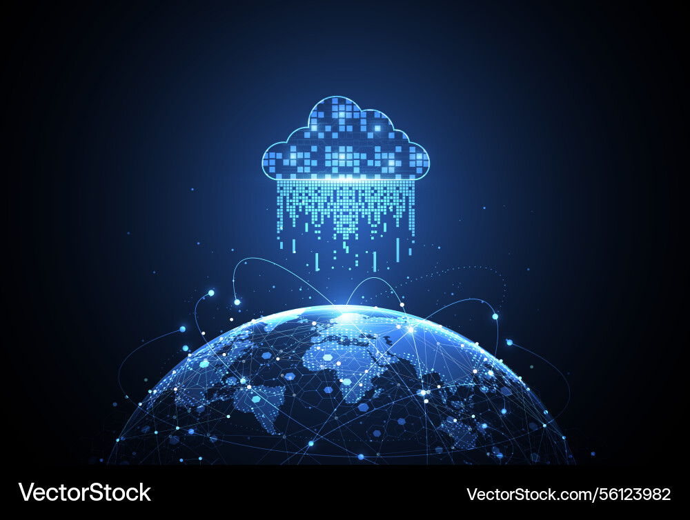 Global network connection with cloud world map Global network connection with cloud world map vector image