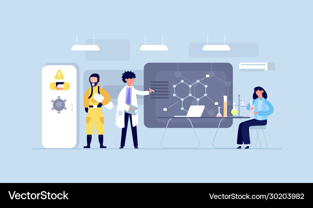 Group scientists conducting experiments Group scientists conducting experiments vector image