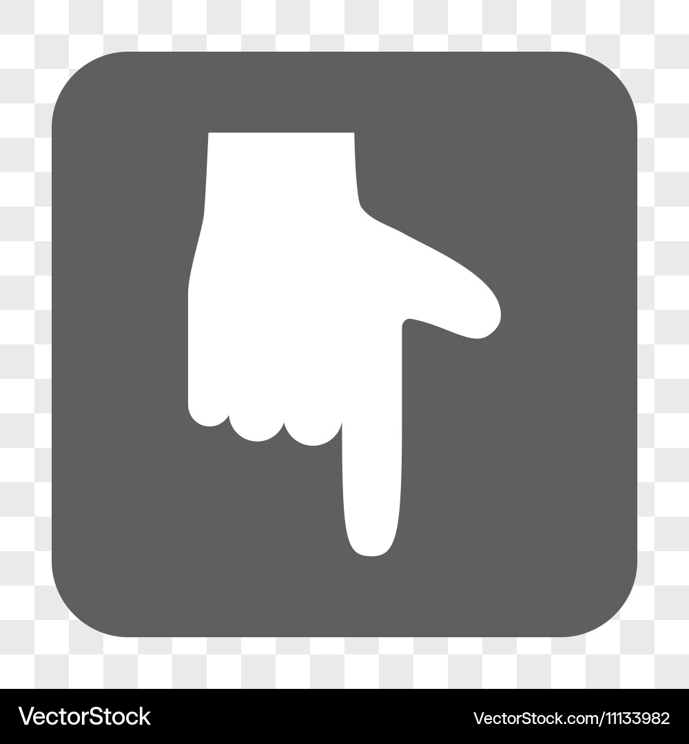 Hand pointer down rounded square button vector image