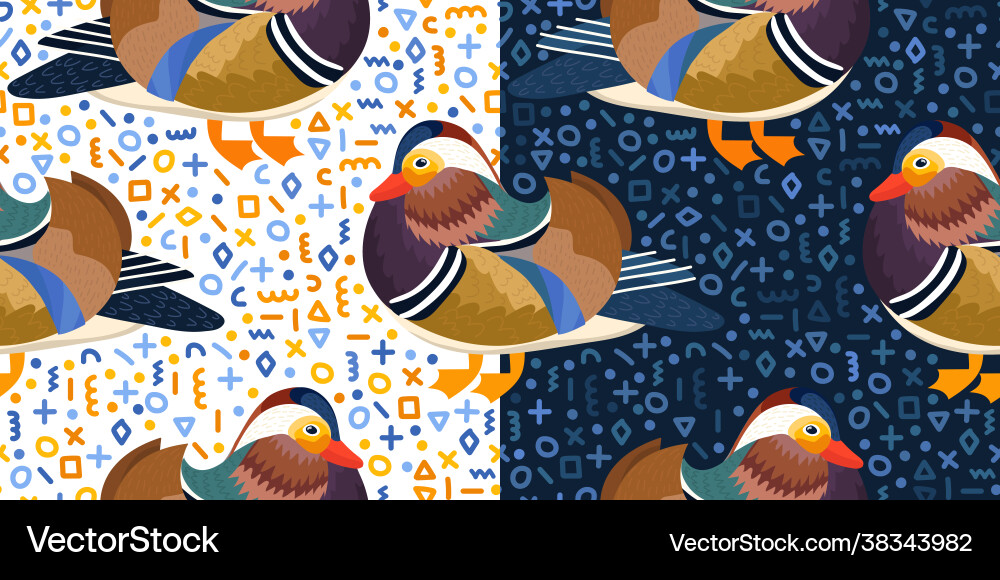 Mandarin bird patterns set Vector Image