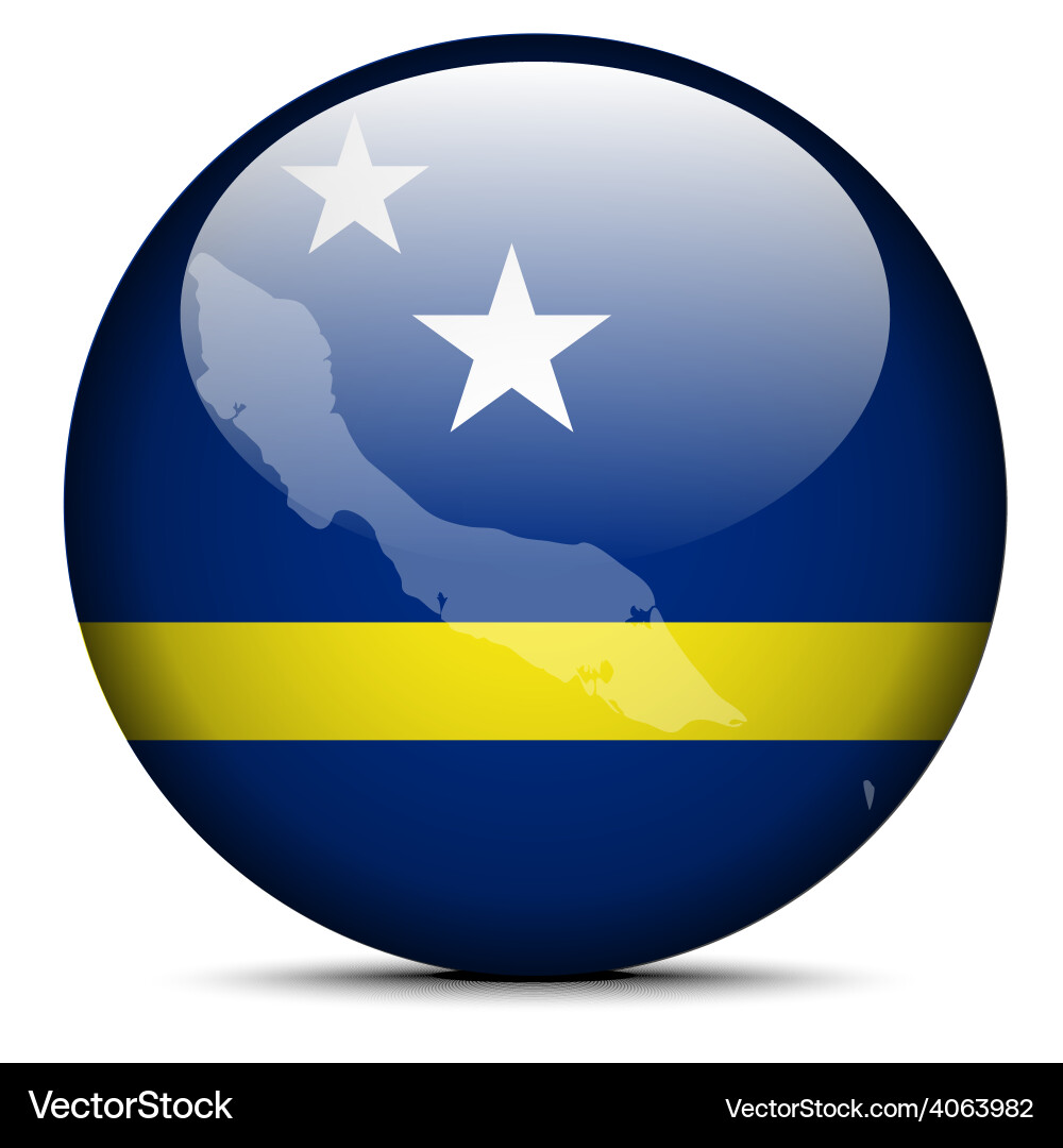 Map on flag button of curacao vector image