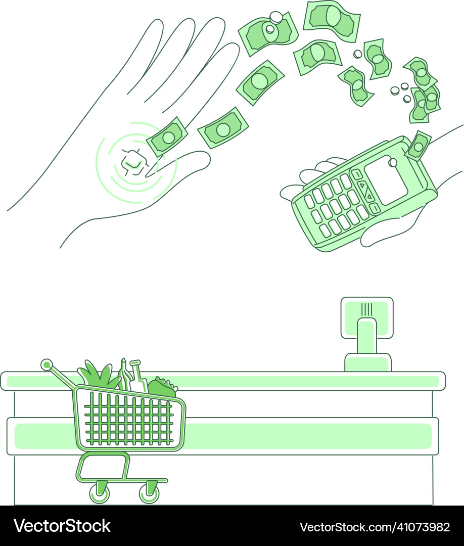 Microchip and payment terminal thin line concept Microchip and payment terminal thin line concept vector image