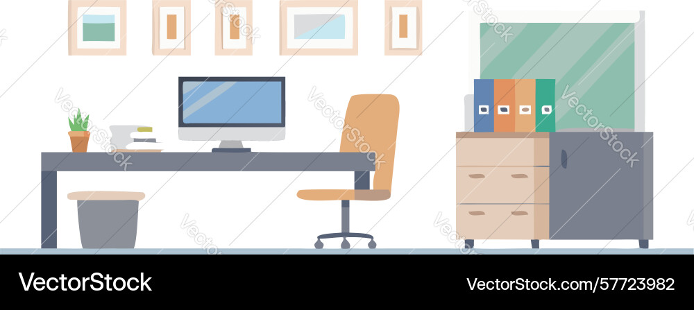 Modern office workspace desk computer design vector image