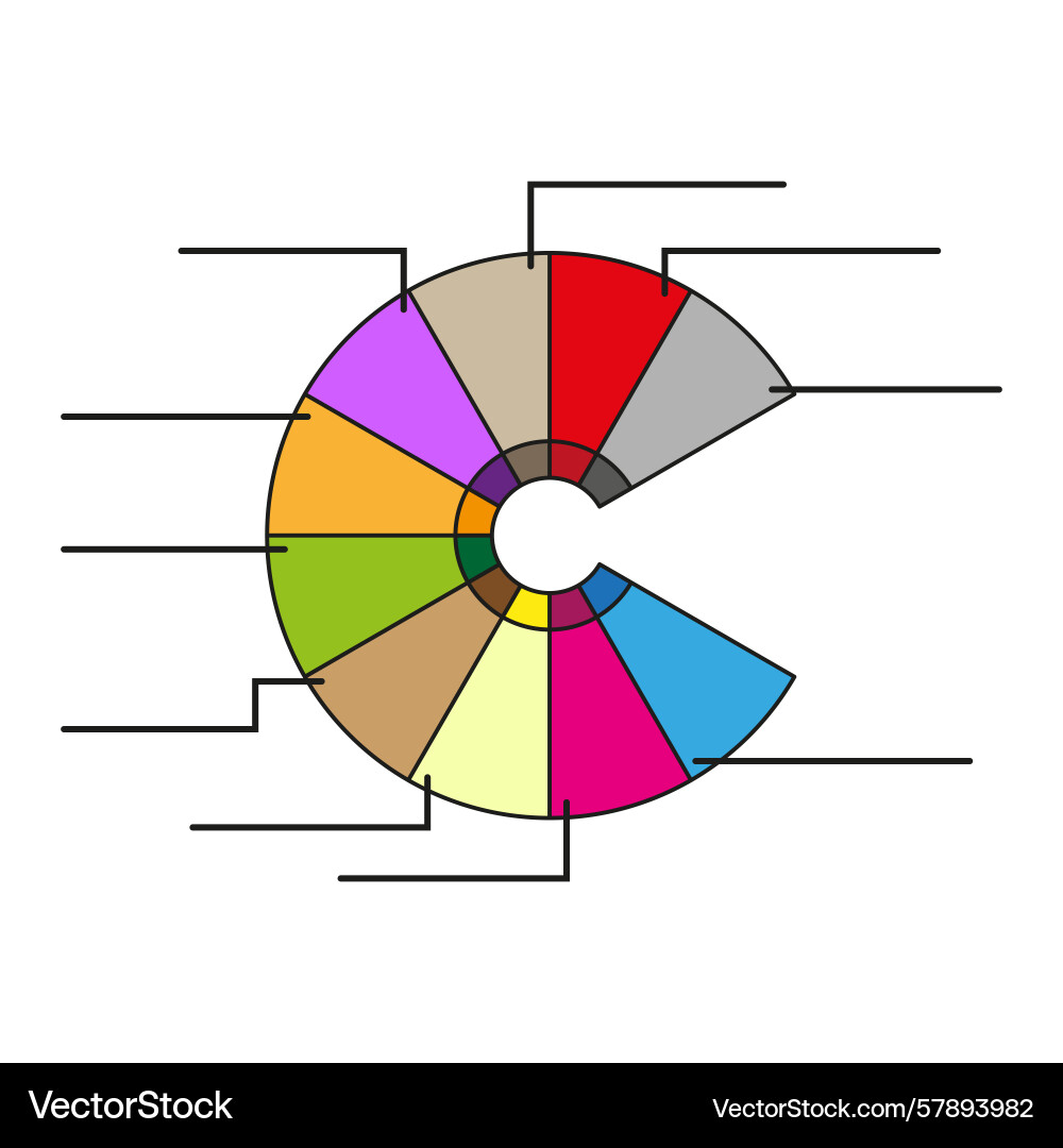 Pie chart diagram colorful data analysis business Pie chart diagram colorful data analysis business vector image
