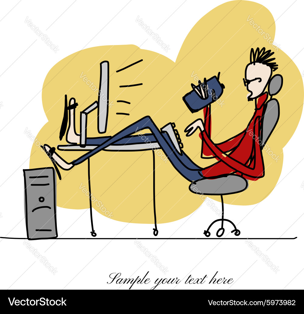 Programmer at work sketch for your design Vector Image