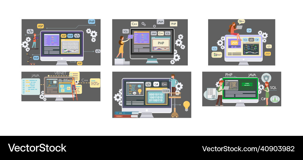 Programmer engineering and coding Programmer engineering and coding vector image
