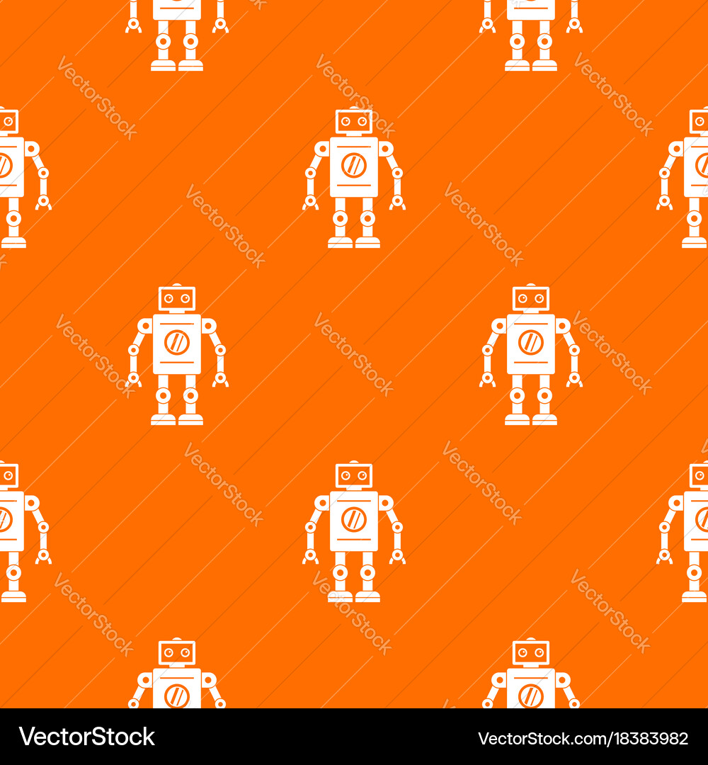 Retro robot pattern seamless vector image
