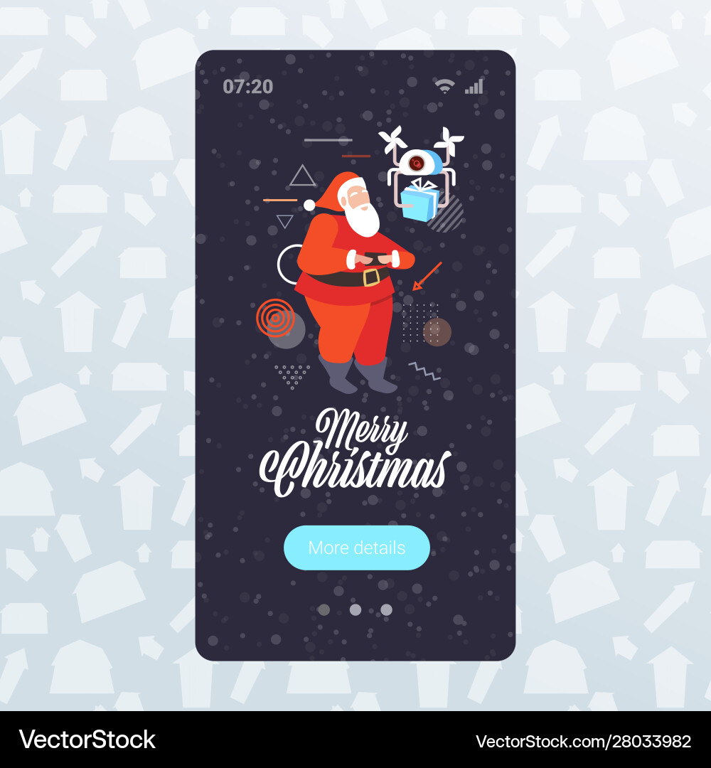 Santa claus using remote control operating drone Santa claus using remote control operating drone vector image