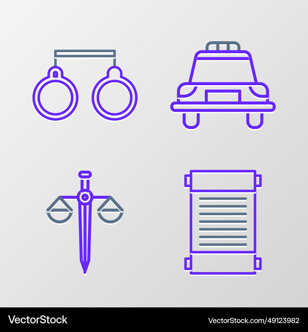 Set line decree paper parchment scroll scales Set line decree paper parchment scroll scales Vector Image