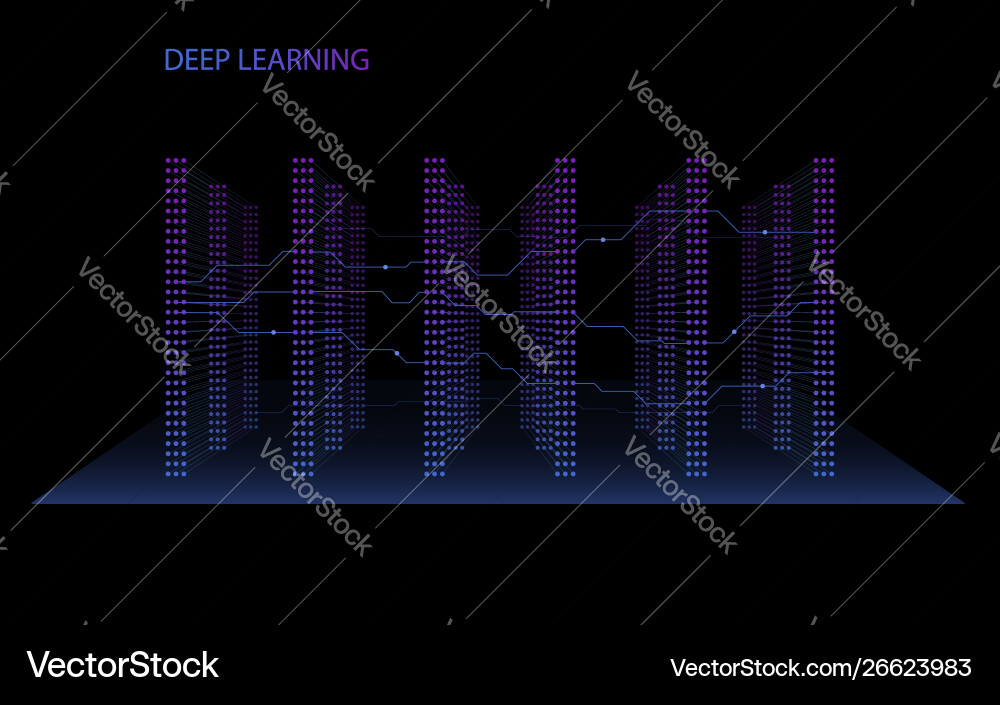 3d neural network with six layers vector image