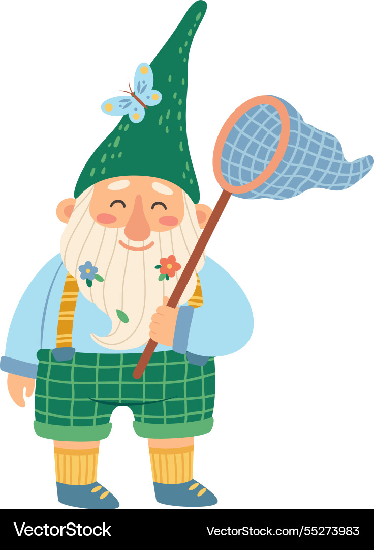 Cartoon of a happy gnome holding Vector Image