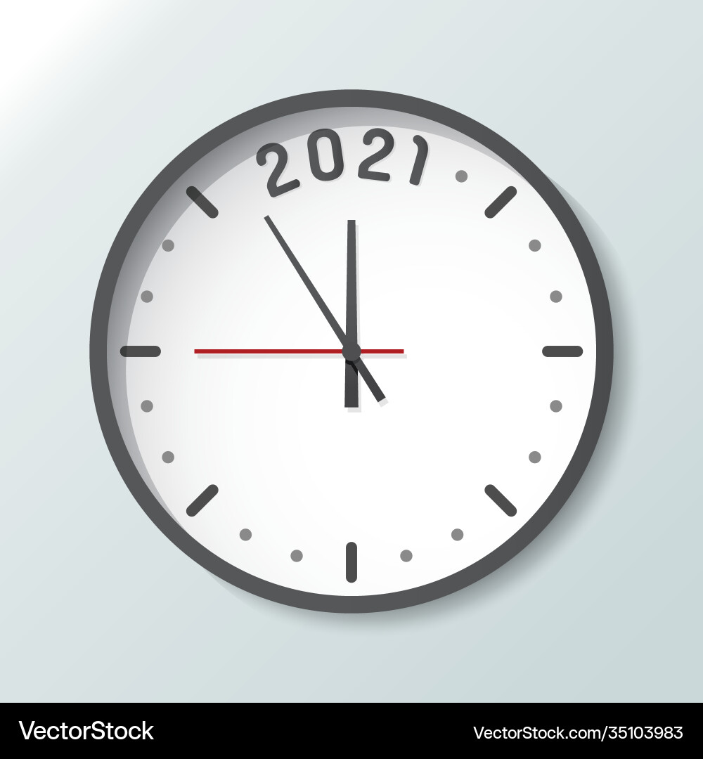 Clock isolated on background with copy space 2021 vector image