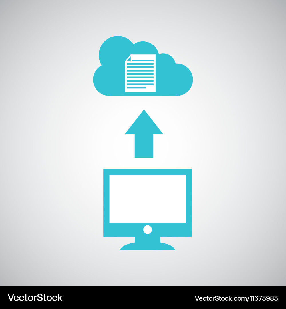 Computer connected cloud document – Royalty-Free Vector | VectorStock