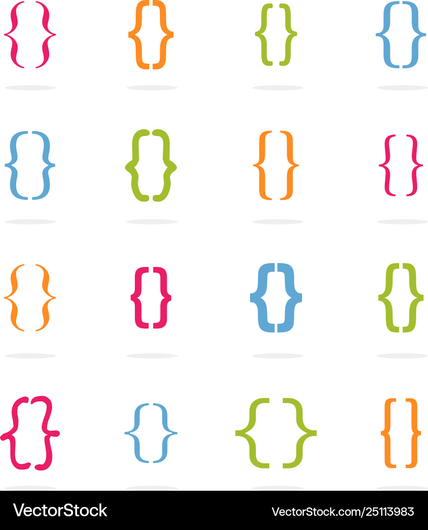Curly Bracket Set - Various Styles vector image
