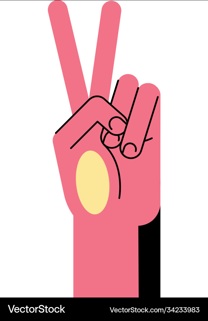 Hand sign language two number line and fill style Vector Image