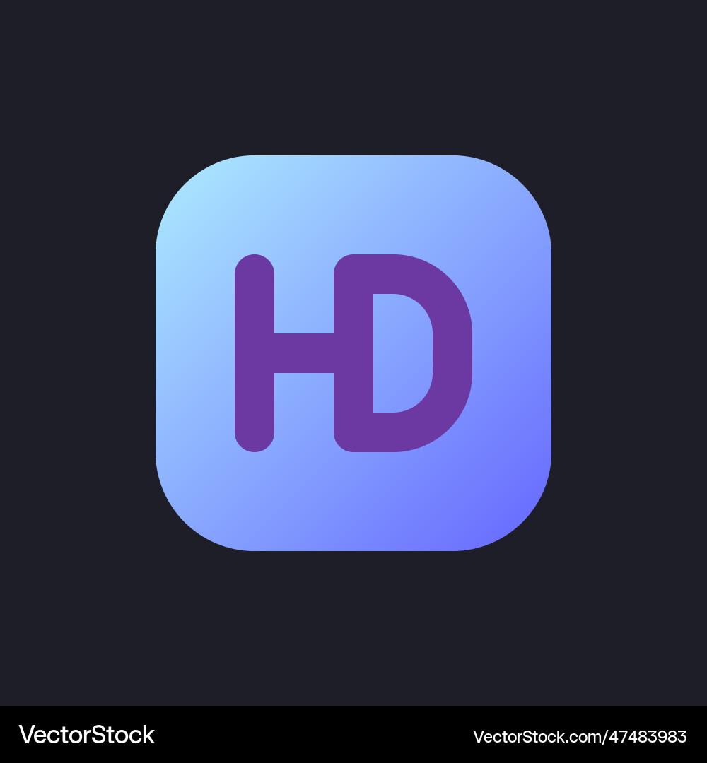 Hd format flat gradient fill ui icon for dark Hd format flat gradient fill ui icon for dark vector image