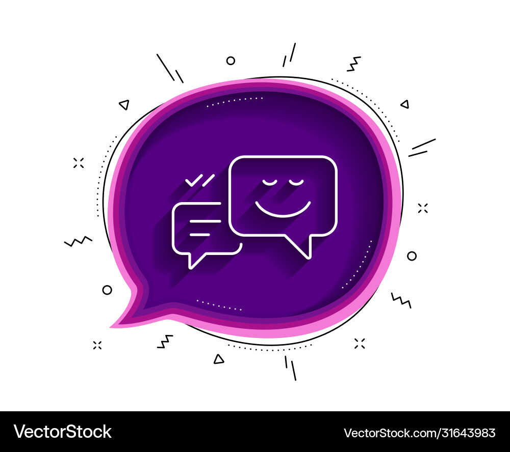 Message speech bubbles with smile line icon vector image