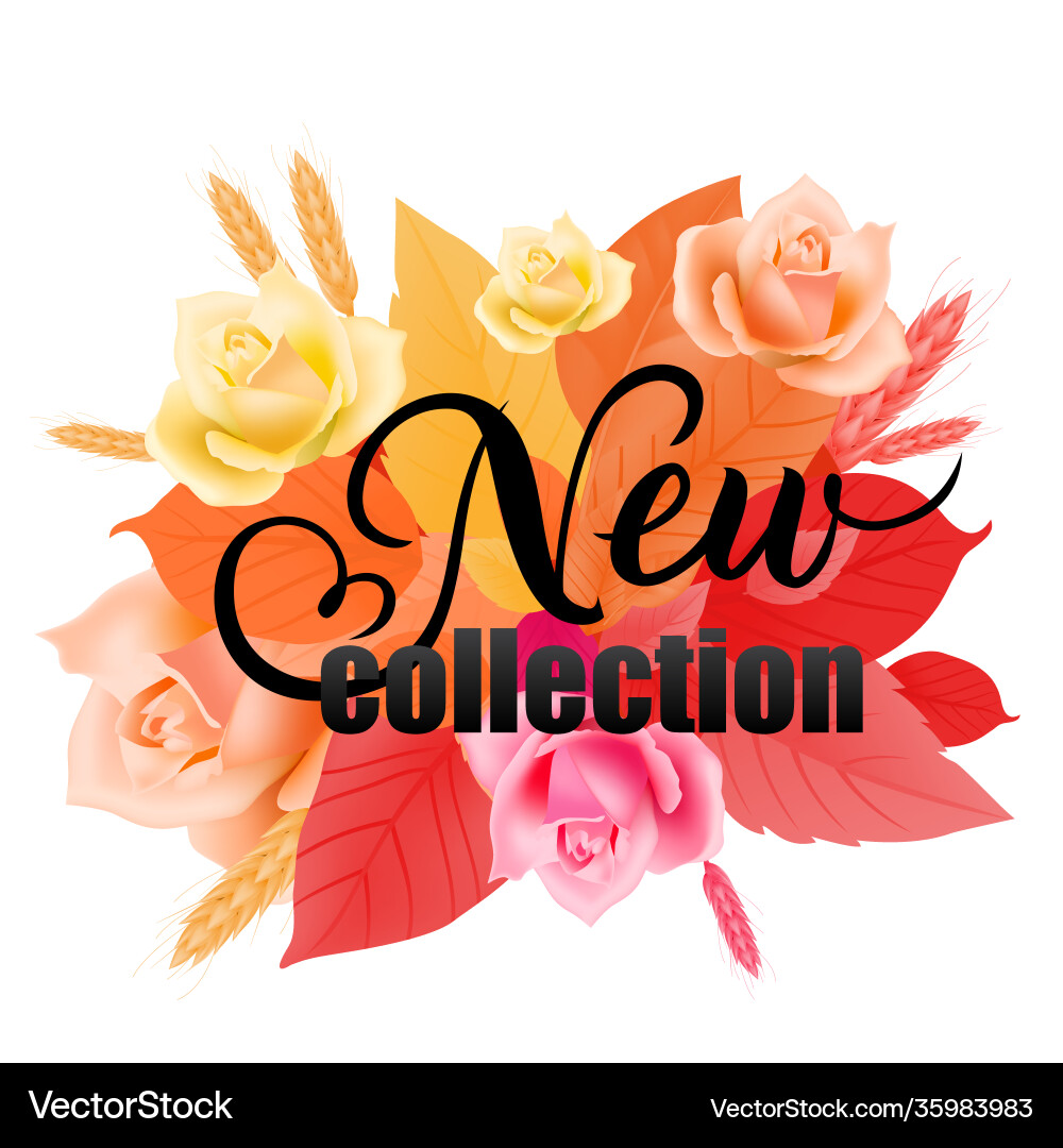 Neue Sammlung Schrift mit Rosen Weizenblätter Neue Sammlung Schrift mit Rosen Weizenblätter vektorbild