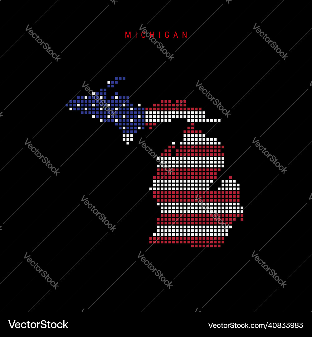 Square dots pattern map of michigan dotted pixel Vector Image