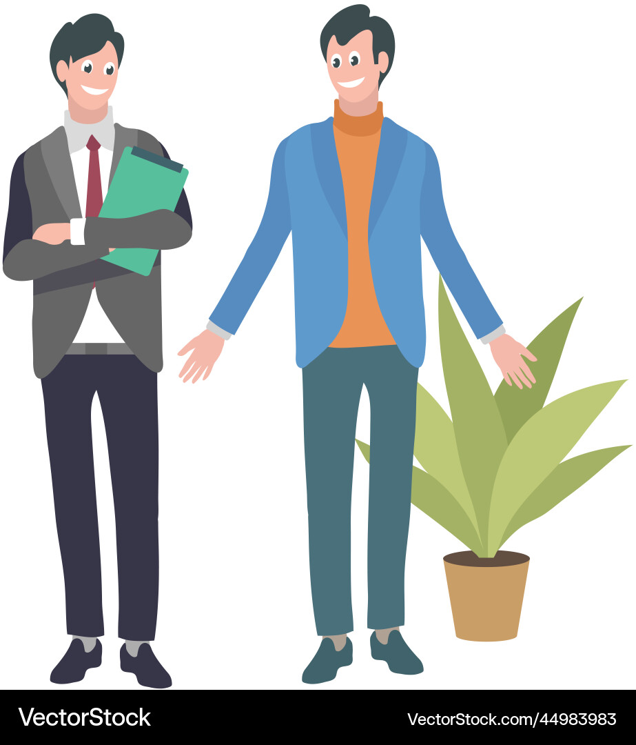 Teamwork concept with two men solving tasks Vector Image