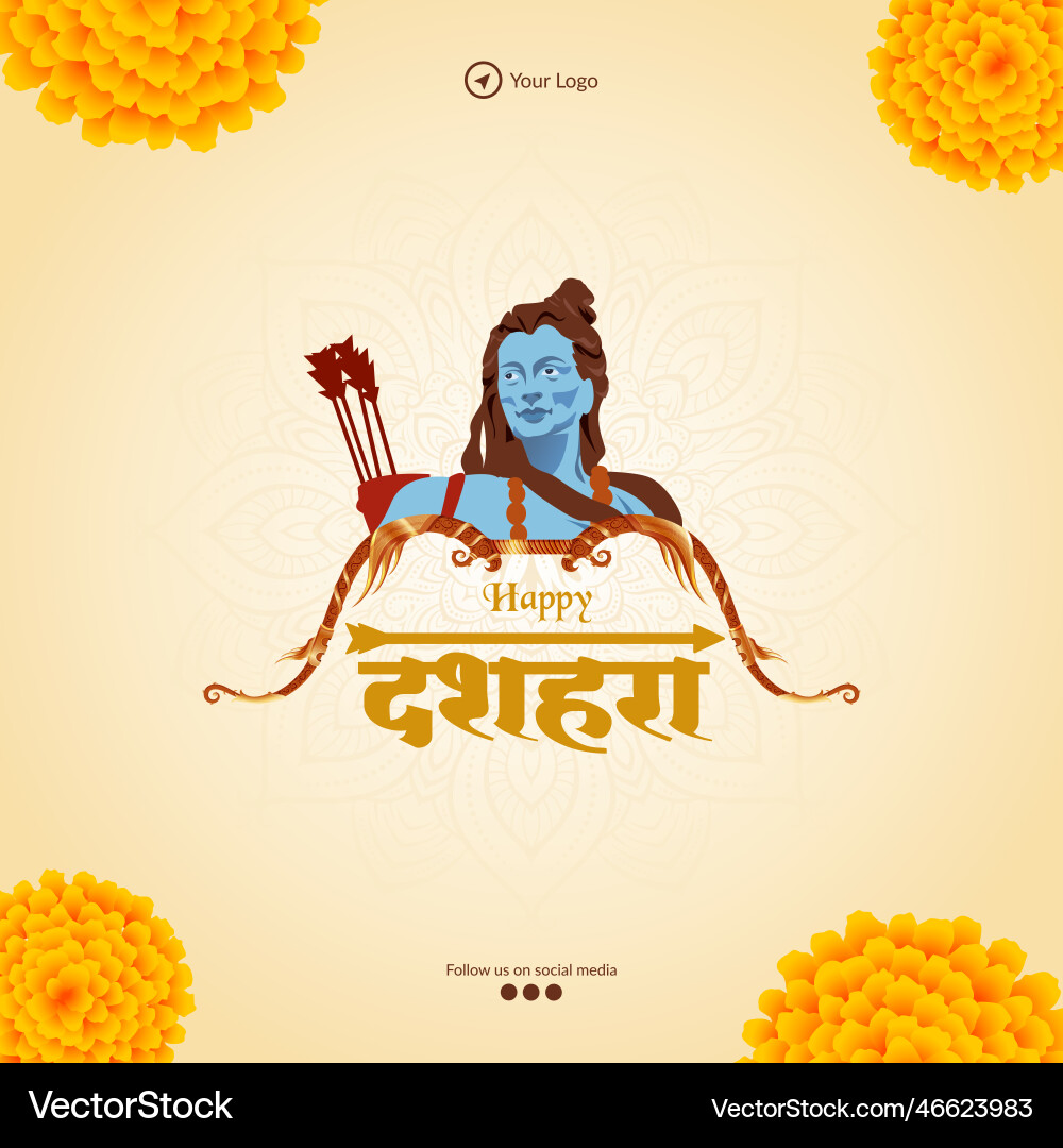 Traditional indian festival happy dussehra banner Traditional indian festival happy dussehra banner vector image