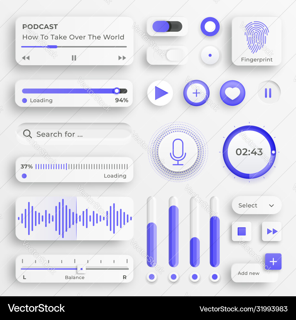 User interface elements sliders for websites User interface elements sliders for websites vector image