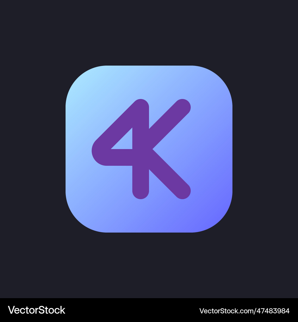 4k resolution flat gradient fill ui icon for dark 4k resolution flat gradient fill ui icon for dark vector image