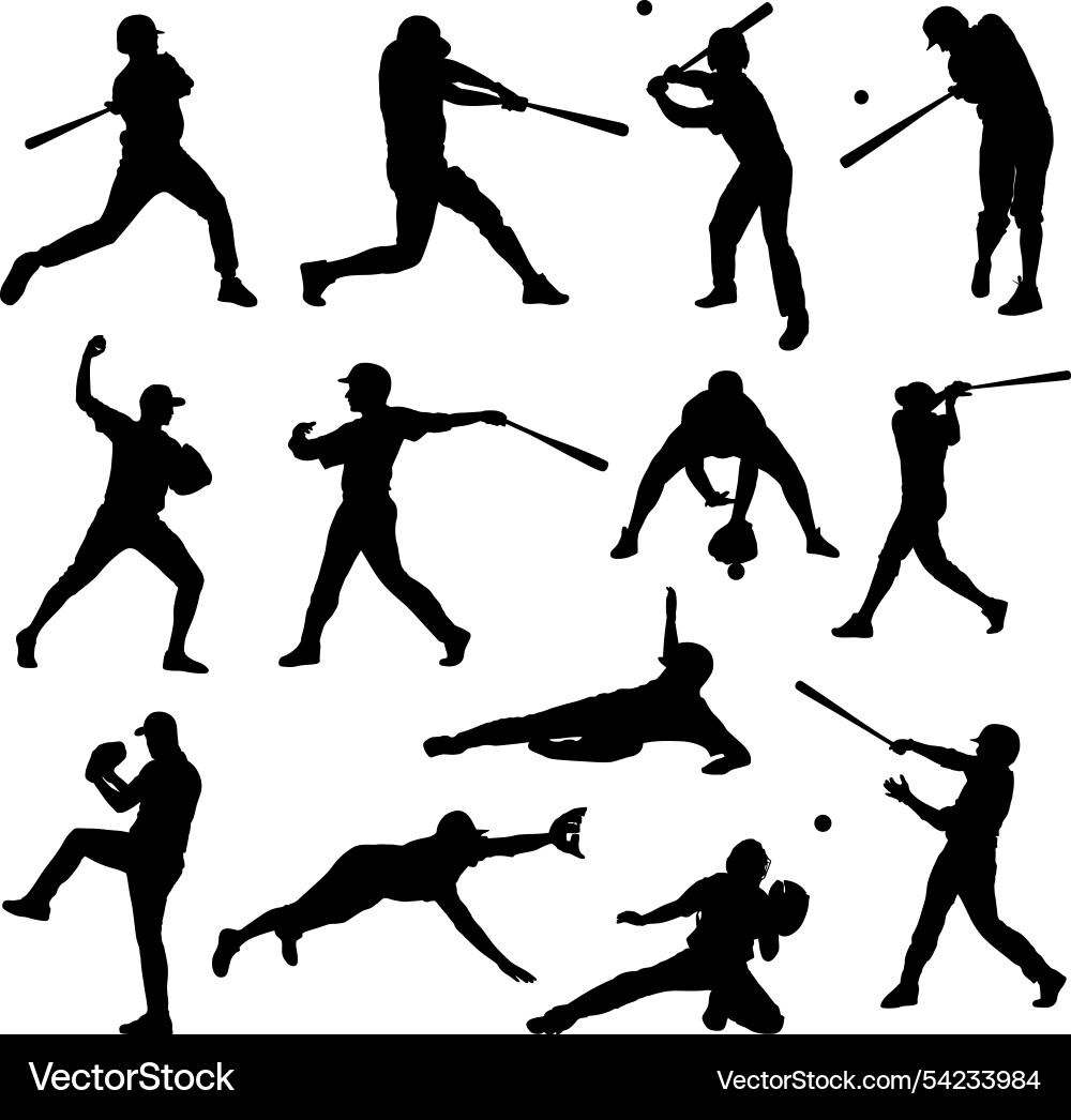 Baseball Player Silhouettes vector image