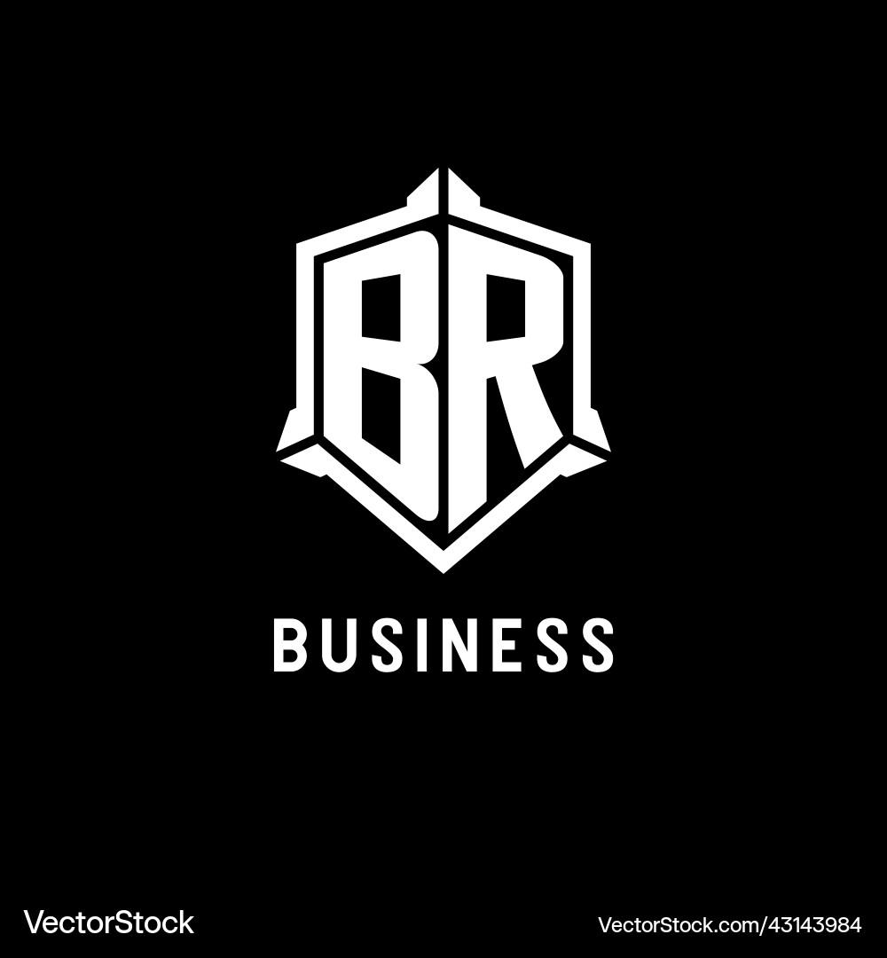 Br logo initial with shield shape design style Br logo initial with shield shape design style Vector Image