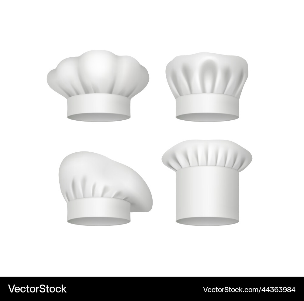 Chef hats realistic professional culinary Chef hats realistic professional culinary vector image