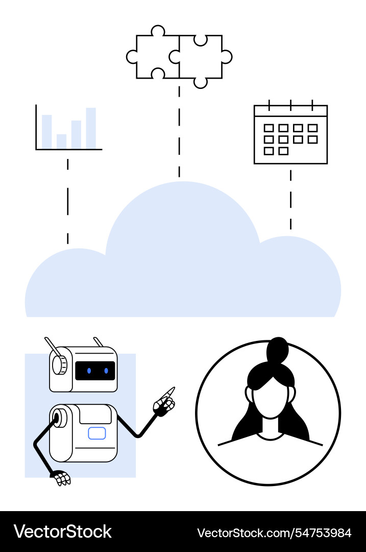 Cloud integration for data puzzle calendar Cloud integration for data puzzle calendar vector image