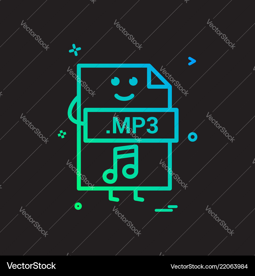 Computer mp3 file format type icon design Vector Image