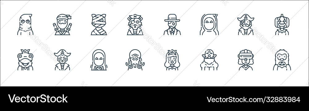 Fantastic characters line icons linear set Fantastic characters line icons linear set vector image