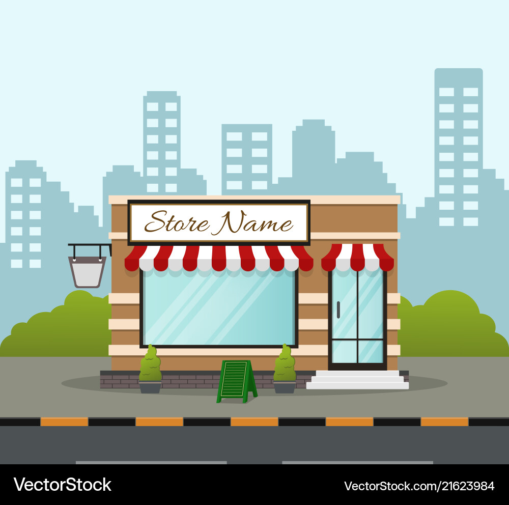 Flat Store Front with Signage vector image