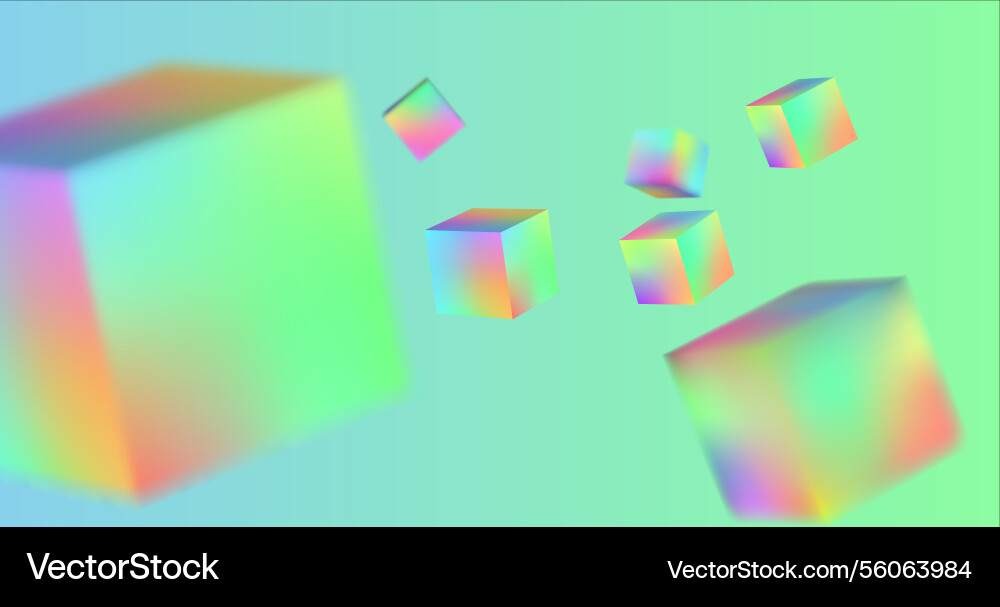 Floating cubes with rainbow shimmers create Floating cubes with rainbow shimmers create vector image