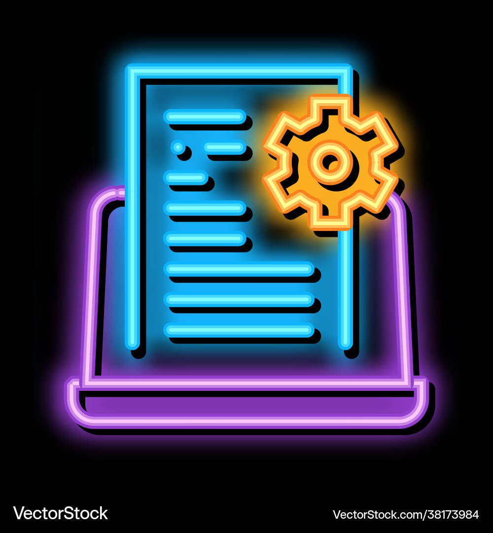 Front end technical tasks neon glow icon Vector Image