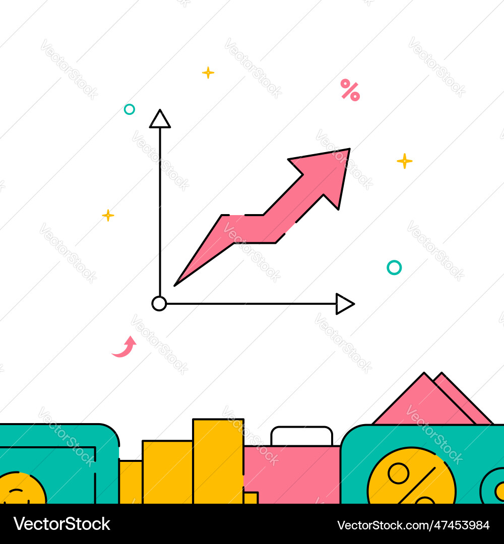 Graph up chart arrow filled line icon simple Graph up chart arrow filled line icon simple vector image
