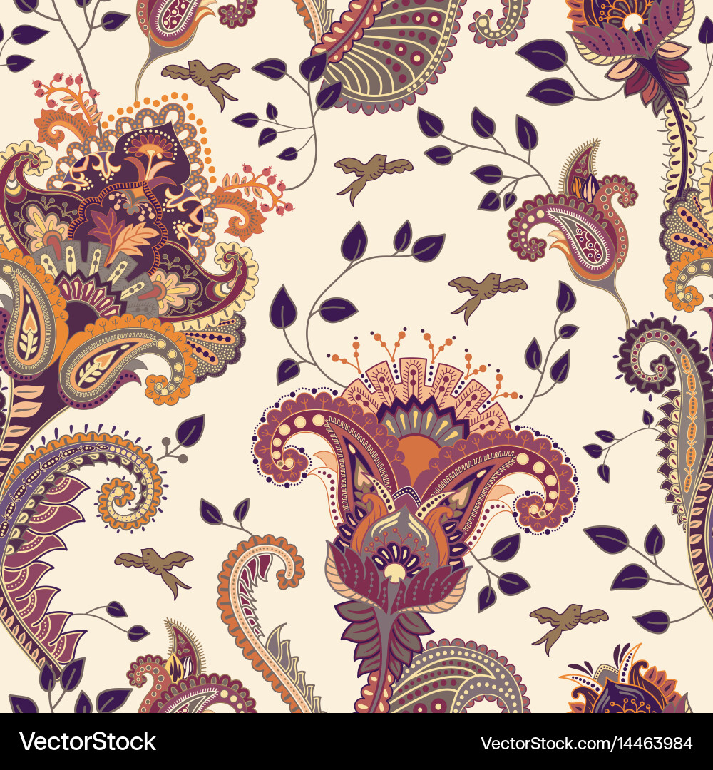 Indian Paisley Floral Pattern Vector Image