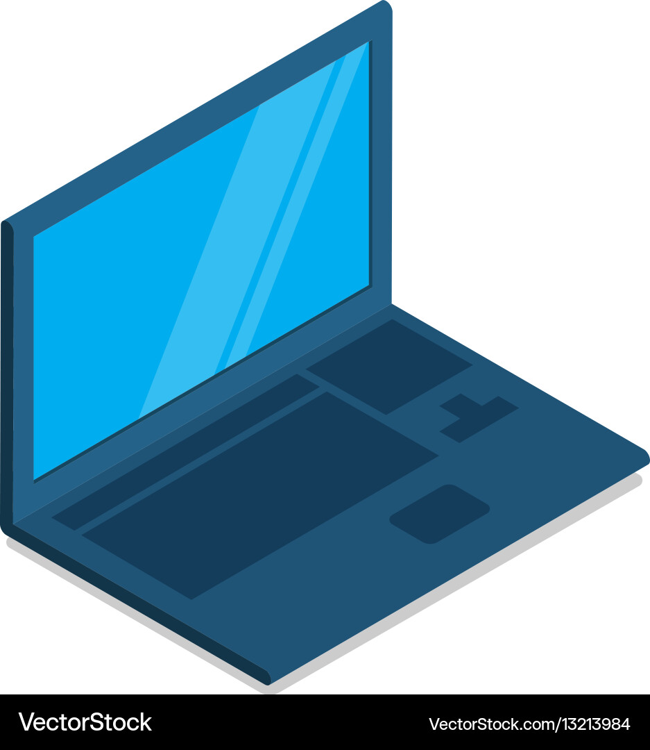 Laptop flat icon with blank screen in side view Vector Image