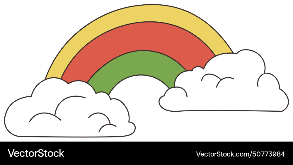 Rainbow and clouds scene Royalty Free Vector Image