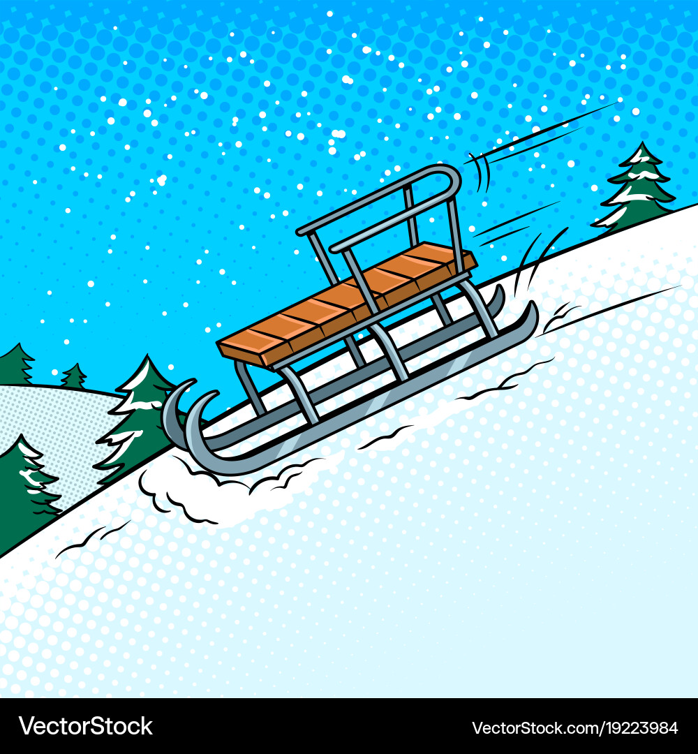 Retro Sledding Fun Vector Image