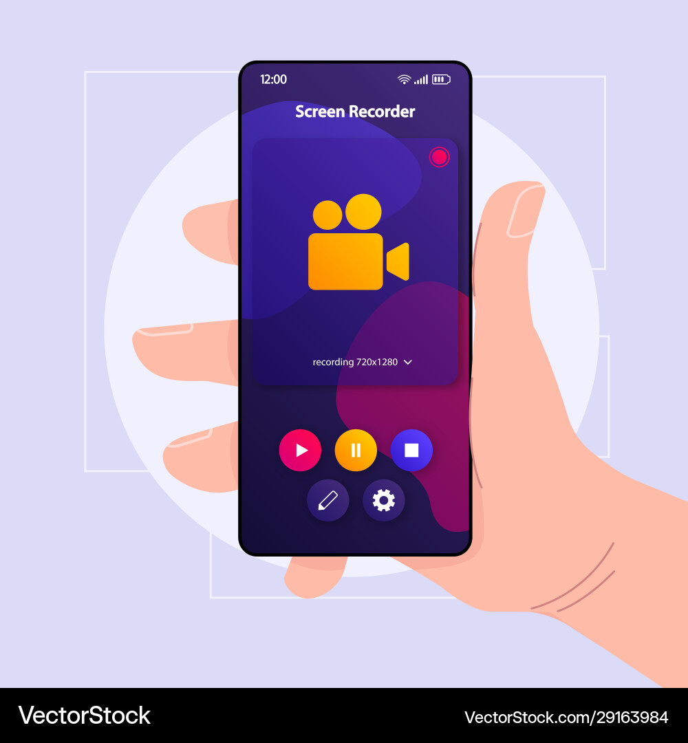 Screen recorder smartphone interface template Vector Image