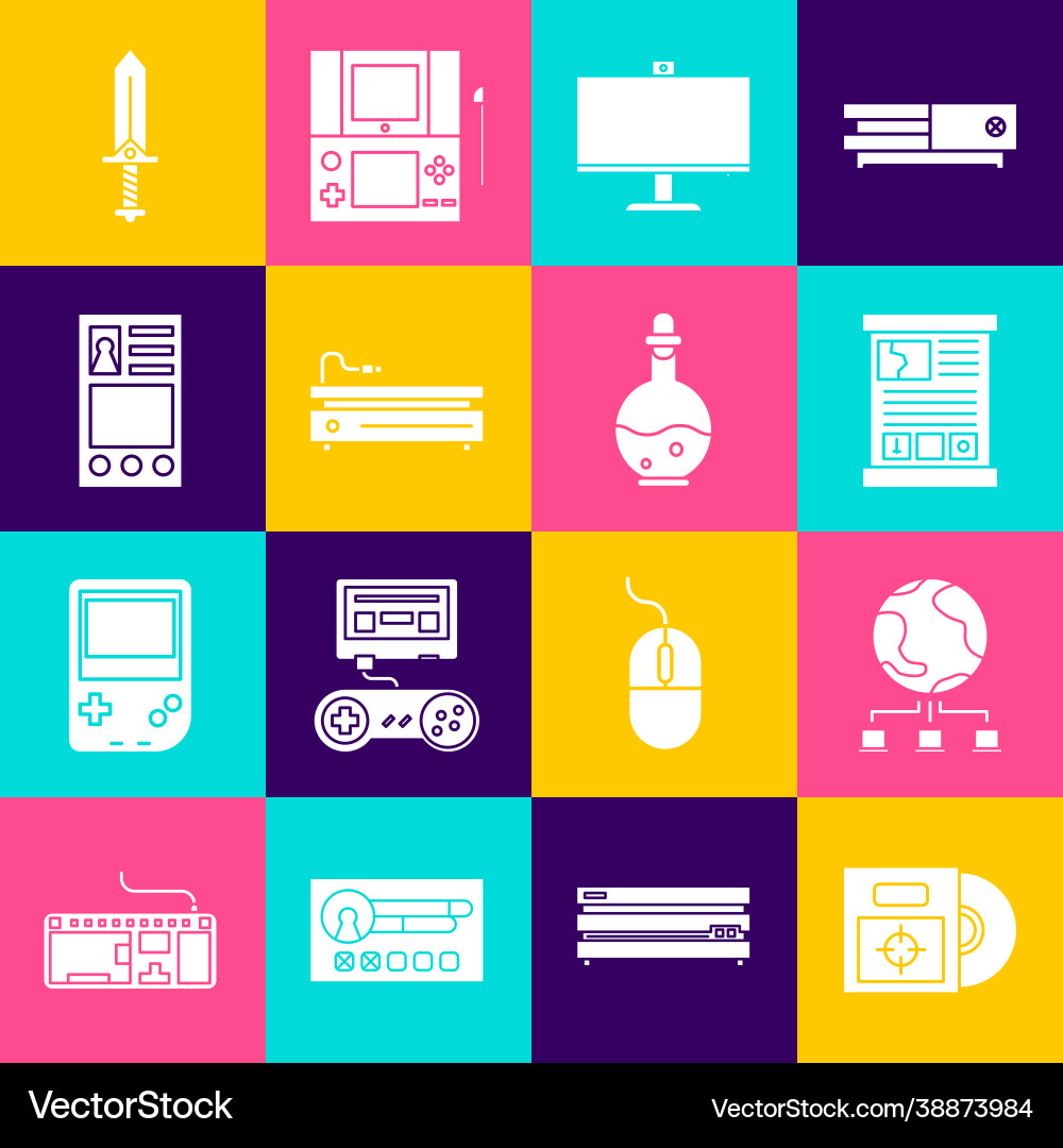 Set cd or dvd disk in box computer network game Vector Image